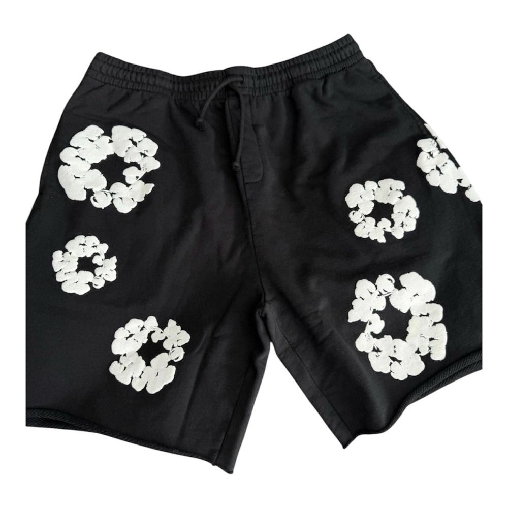 Black Men's Floral Print Drawstring Shorts